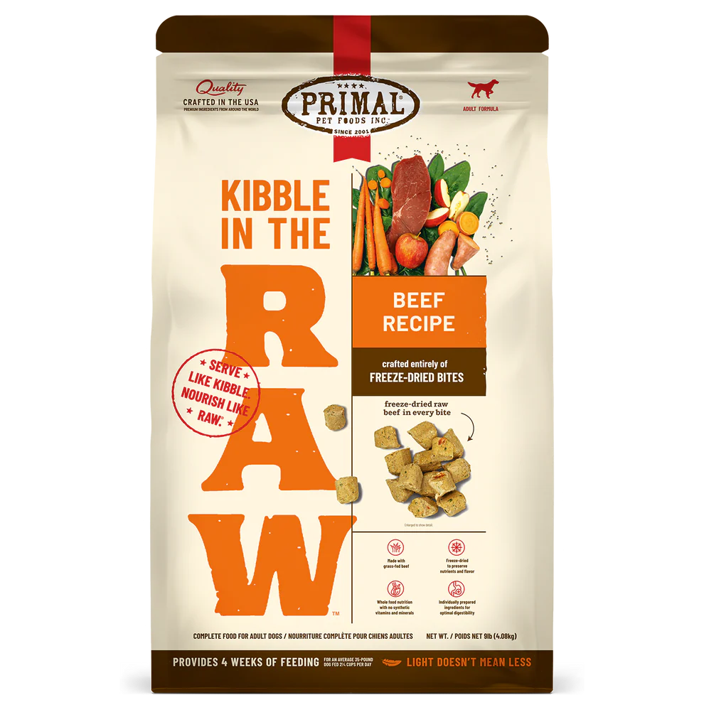 Primal Beef Kibble in the Raw