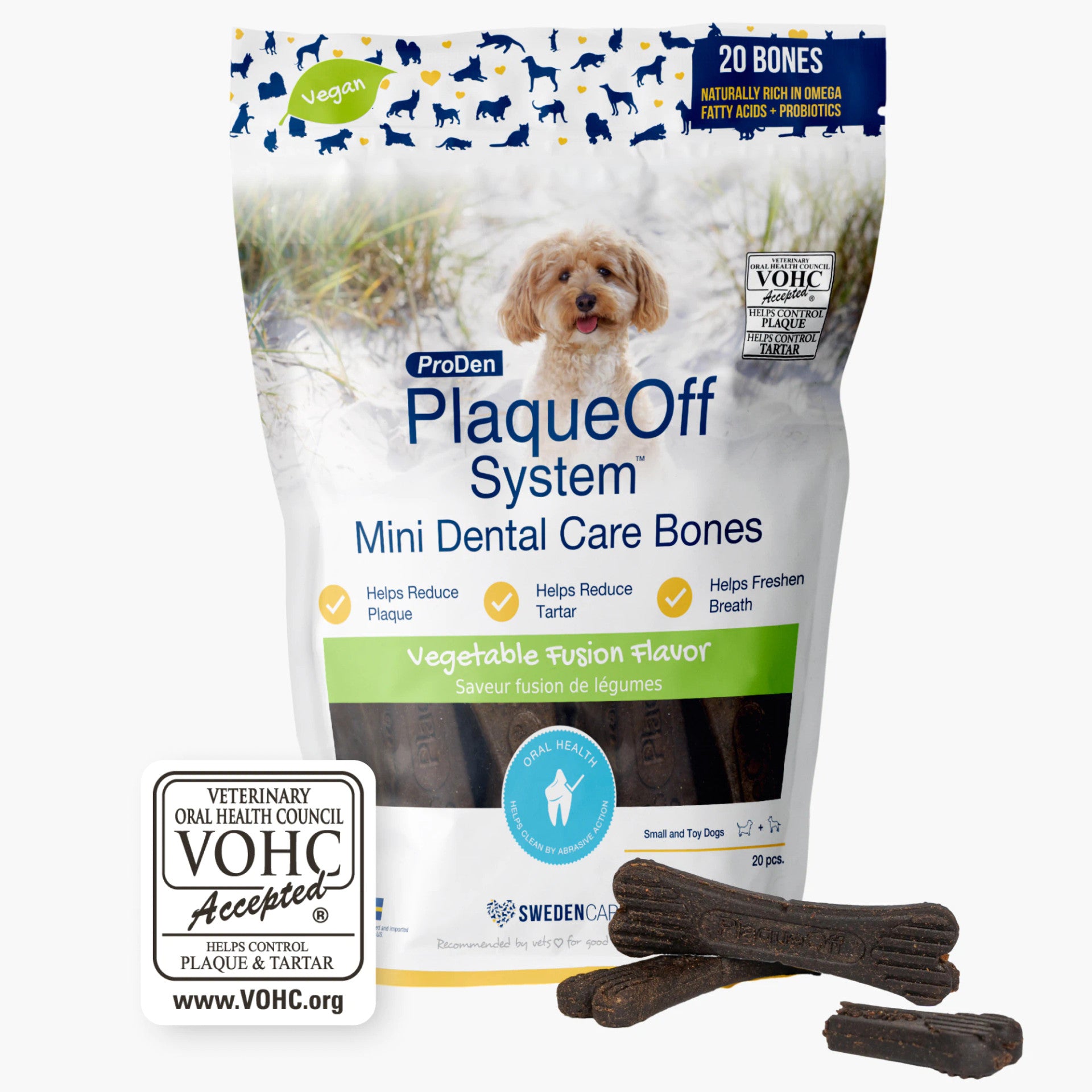 PlaqueOff Mini Dental Care Bones- Vegetable Fusion