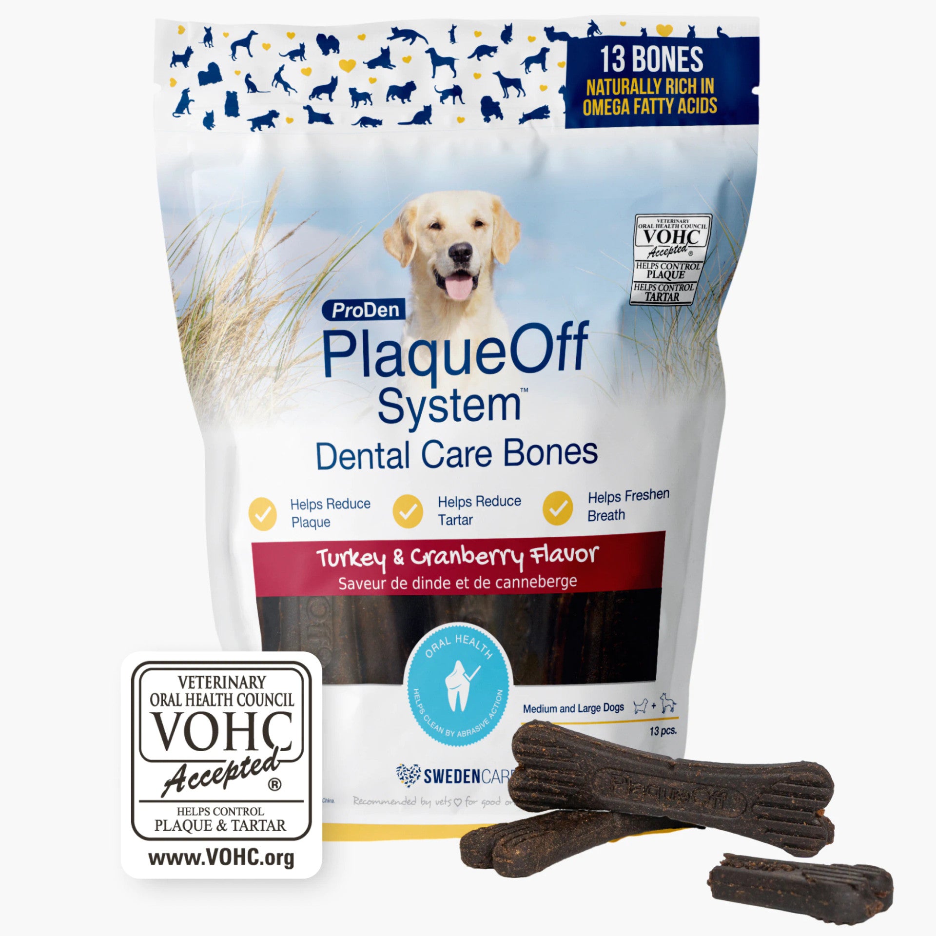 Plaque Off Dental Care Bones - Turkey & Cranberry